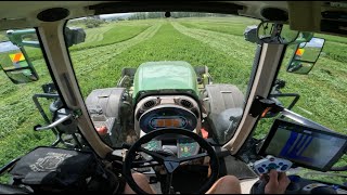 Cab View POV  Fendt 824 and Claas Triple Mowers in Lucerne [upl. by Eked]