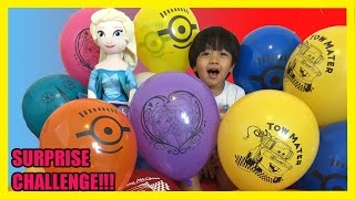 TOYS SURPRISES GIANT BALLOON DROP POP CHALLENGE with Ryan [upl. by Enilesor]