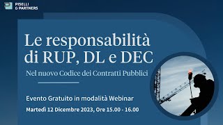 Le responsabilità di RUP DL e DEC [upl. by Einal319]