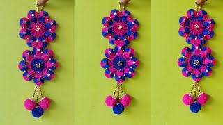 how to make woolen flower wallhanging craft ideasDIY woolen bangles wallhanging for diwali decor ।। [upl. by Madelina]