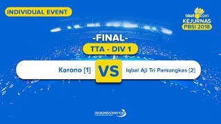 Tiketcom Kejurnas 2018  Final TTA DIV 1  Karono VS Iqbal [upl. by Swane680]