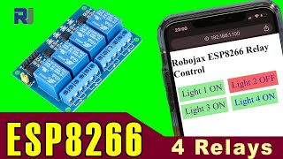 ESP8266 Project How to control 4 AC bulb or load using 4 Relay with NodeMCU and D1 Mini over WiFi [upl. by Lovering857]