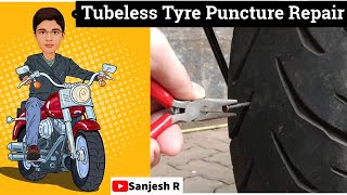 Tubeless Tyre Puncture Repair for Two Wheeler  Step by Step Demo [upl. by Torres]