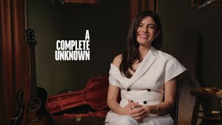 Monica Barbaro Talks A Complete Unknown Set Secrets amp Filming With Timothée Chalamet amp Elle Fanning [upl. by Lleryd]