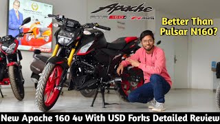 TVS Apache RTR 160 4v USD Forks 2024 Model  Full Detailed Review  Better Than Pulsar N160 [upl. by Zubkoff]