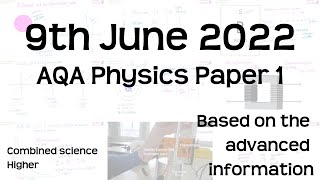 AQA Physics Paper 1 Revision  9th June 2022  GCSE Combined Science Higher Exam [upl. by Htesil]