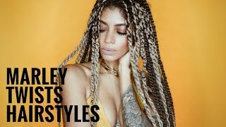 10 Easy Marley Twists Hairstyles [upl. by Oraneg340]