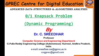 01 Knapsack Problem Dynamic Programming [upl. by Sayer]