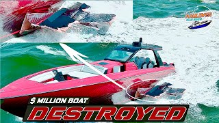 Million Dollar Boat Hull Destroyed Haulover Inlet Boats [upl. by Silvanus]