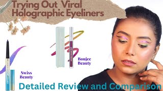 Review amp Comparison Of Viral Holographic Eyeliners  Mrs Ouch holographic chromeliners [upl. by Marja]