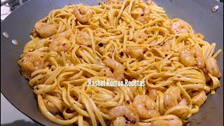 Pasta cremosa con camarones 🍤 y mantequilla 🧈 facil y deliciosa 😋 [upl. by Jobey]