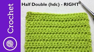 How to Half Double Crochet hdc  Beginner Crochet Lesson 2  Right handed CC [upl. by Carol-Jean869]