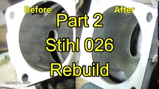 Part 2 Stihl 026 Rebuild Cleaning the Piston and Cylinder [upl. by Peta]