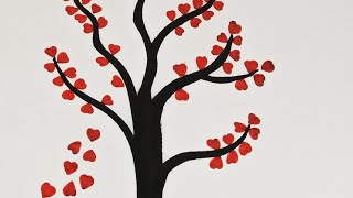 How to draw love tree ll How to draw tree for beginner [upl. by Clauddetta]