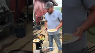 A mans got to eat Cooking outside the welding shop on the Rocket Stove Easy Shrimp Fajitas [upl. by Brittnee]