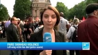 Skinhead violence leftwing victim has died meetings in Paris  06062013 [upl. by Ydnyc]