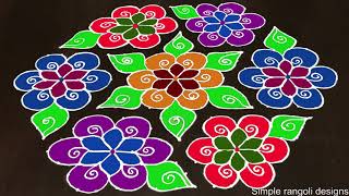 Happy New Year 21 to 11 Beautiful Rangoli  Kolam Design Colourful muggulu peddavi  Rangoli5 [upl. by Lotson]