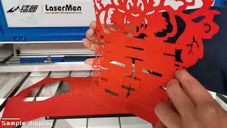 LaserMen LM14101 100W CO2 laser cutting engraving machine cutting felt and 10mm MDF [upl. by Anerak]