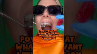 How CHEETOS COSTUME KID BROKE her BRACES eating HALLOWEEN CANDY shorts [upl. by Accever]