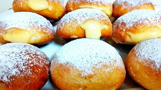 Farina uova e latte SENZA FRITTURA ‼Non mi stanco di cucinarli BOMBOLONI alla crema pasticcera‼ [upl. by Linker914]