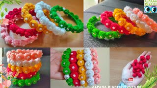 How to make Woolen Flower bangles for kids and Teenagers  Handmade Homemade Bangles DIY [upl. by Ettenaej]