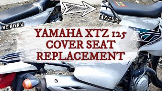 YAMAHA XTZ 125 COVER SEAT REPLACEMENT I INSTALLATION OF NEW SEAT COVER BEFORE amp AFTER [upl. by Cung848]