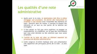 Méthodologie note administrative  vidéo 312  Les qualités dune note administrative [upl. by Margherita]