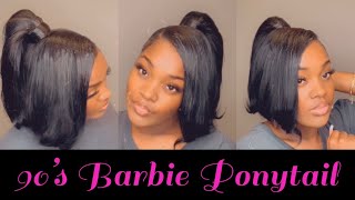 90’s inspired BARBIE PONYTAIL w SIDE BANGS  STEP BY STEP HAIR TUTORIAL [upl. by Llenaej]