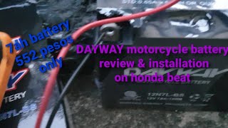 Dayway motorcycle battery review test and installation on honda beat scooter [upl. by Creight466]