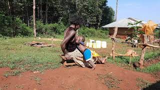 Funny Breastfeeding Toddler African village life [upl. by Buiron991]