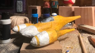 Handcarved N1 Starfighter 💛 💛 💛 woodart starwarsfan starwarsart carving schnitzen holzkunst [upl. by Leirbaj]