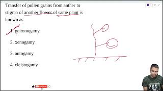 Transfer of pollen grains from anther to stigma of another flower of same plant is known as [upl. by Albemarle260]