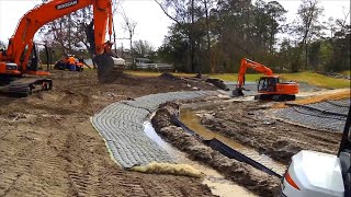 Full Stream Bank Restoration Escambia County FL with Flexamat Erosion Control Concrete Block Mats [upl. by Ahsikal737]