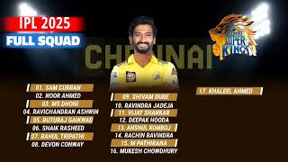 Chennai super kings final squad team details CSK team Squad team csk team 2025 [upl. by Rehtse]