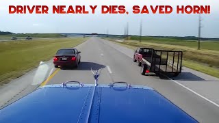 AMERICAN TRUCK DRIVERS DASH CAMERAS  Intoxicated Driver Close Call Truck Lane Block amp Karma [upl. by Eentihw705]