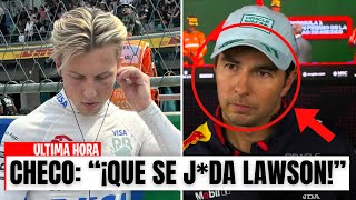 F1 HOY ¡CHECO PÉREZ ARREMETE CON TODO CONTRA LIAM LAWSON [upl. by Hilde220]