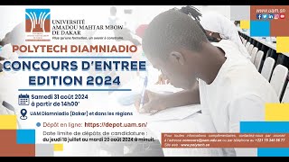 Appel à candidatures  Concours dentrée 2024  Polytech Diamniadio [upl. by Neeli]