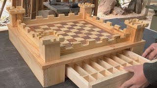 Woodworking Ideas From Scrap Wood  The Process Of Building A Very Meticulous And Unique Chessboard [upl. by Eirtemed765]