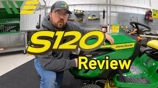 2021 John Deere S120 Riding Mower Walkaround and Mower Review [upl. by Vassili435]