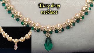 Easy drop necklace tutorialDIY beaded necklacebeaded jewelry making [upl. by Arait]