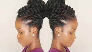 FLAT TWIST UPDO USING MARLEY BRAIDING HAIR  WINTER PROTECTIVE STYLE PT 2 [upl. by Yriek]