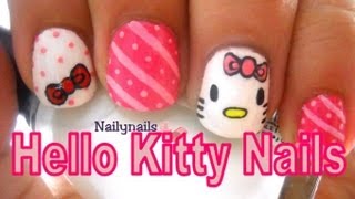 Hello Kitty Nails  Uñas de Hello Kitty [upl. by Alodie]