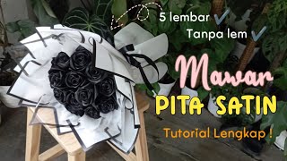 CARA MEMBUAT BUKET WISUDA BUNGA MAWAR PITA SATIN WARNA HITAM UNTUK COWOK KADO HARI GURU UNTUK COWOK [upl. by Schild]