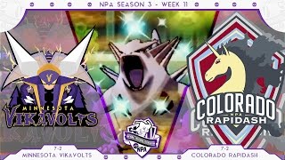 WEATHER WAR  Minnesota Vikavolts VS Colorado Rapidash Week 11 NPA S3  Pokemon Sun Moon [upl. by Ethbinium]