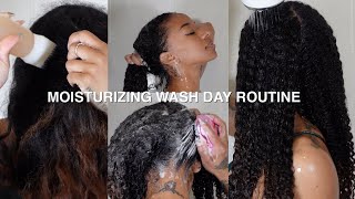 A Realistic Wash Day in my natural hair a routine for moisture [upl. by Esbenshade]