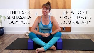 How to do Sukhasana Easy Pose  how to sit cross legged for beginners [upl. by Mallen]