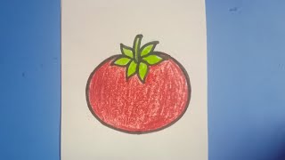 Easy to draw tomato 🍅How to draw tomato with plastic crayons [upl. by Robinetta]