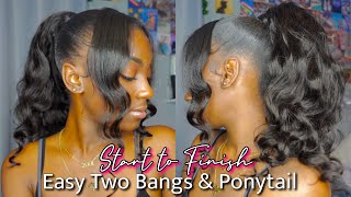 EASY TWO BANGS AND PONYTAIL TUTORIAL BEGINNER FRIENDLY  VIRAL TIKTOK HAIRSTYLES [upl. by Nami]