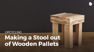 DIY Pallet Projects Wooden Stool  Upcycling [upl. by Olmsted]