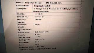 Propargyl Alcohol 99 CAS107197 [upl. by Magna]